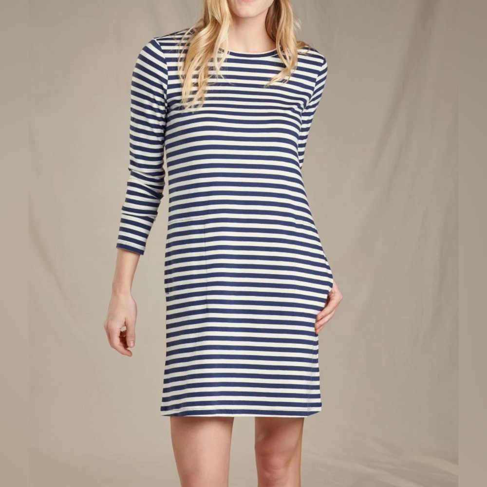 Toad & Co Windmere II Dress Navy White Striped Size xsmall